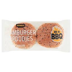 Foto van Jumbo hamburgerbroodjes bruin deluxe 4 stuks