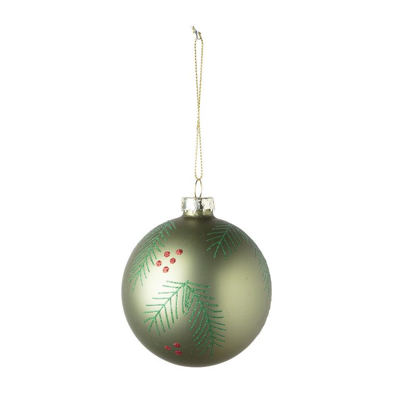 Foto van Kerstbal blaadjes - groen - ⌀8 cm