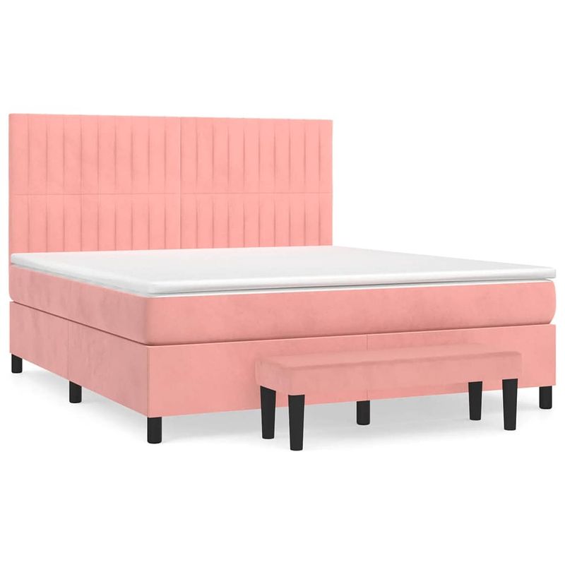 Foto van Vidaxl boxspring met matras fluweel roze 180x200 cm