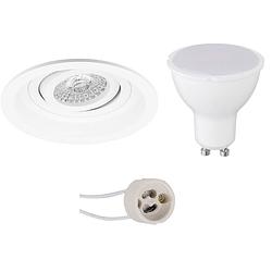 Foto van Led spot set - pragmi domy pro - gu10 fitting - inbouw rond - mat wit - 6w - natuurlijk wit 4200k - verdiept -