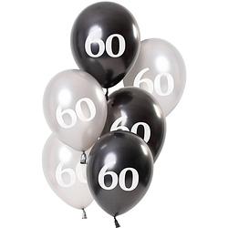 Foto van Folat ballonnen glossy 60 jaar 23 cm latex zwart/zilver 6 stuks