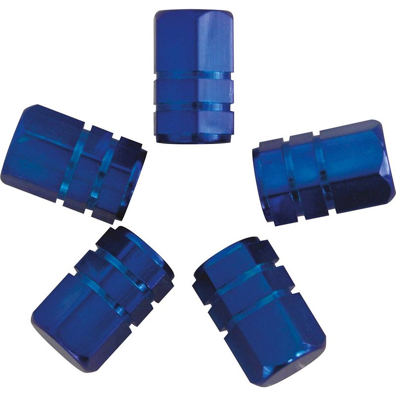 Foto van Carpoint ventieldoppen zuiger aluminium 5 stuks blauw