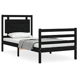 Foto van The living store bedframe - massief grenenhout - 205.5 x 95.5 x 100 cm - zwart