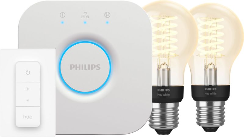 Foto van Philips hue filament white globe e27 2-pack startpakket