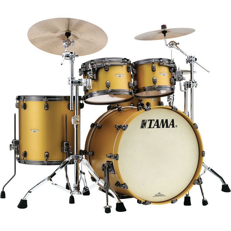 Foto van Tama ma42tzus-sam starclassic maple satin aztec gold metallic 4d. shellset smoked black nickel hardware