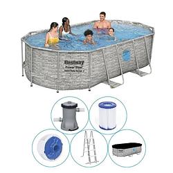 Foto van Bestway power steel set ovaal rotan swim vista 427 cm zwembad