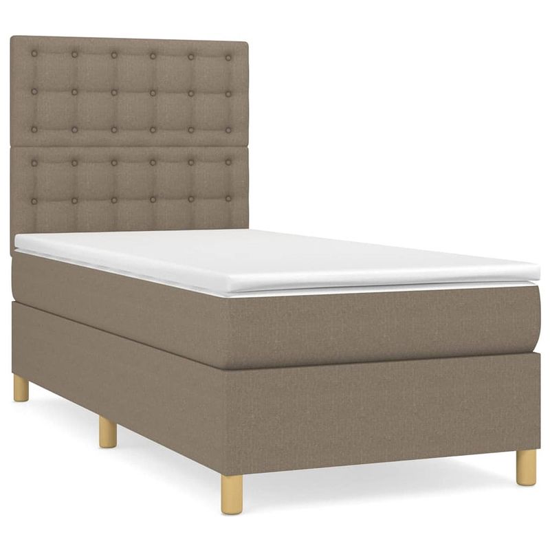 Foto van The living store boxspring met matras stof taupe 90x190 cm - bed