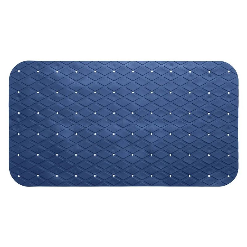 Foto van Anti-slip badkamer douche/bad mat blauw 70 x 35 cm rechthoekig - badmatjes