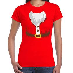 Foto van Kerstman kostuum verkleed t-shirt rood voor dames xl - kerst t-shirts