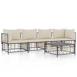 Foto van The living store lounge set - poly rattan - antraciet - 72x72x66 cm - weerbestendig materiaal