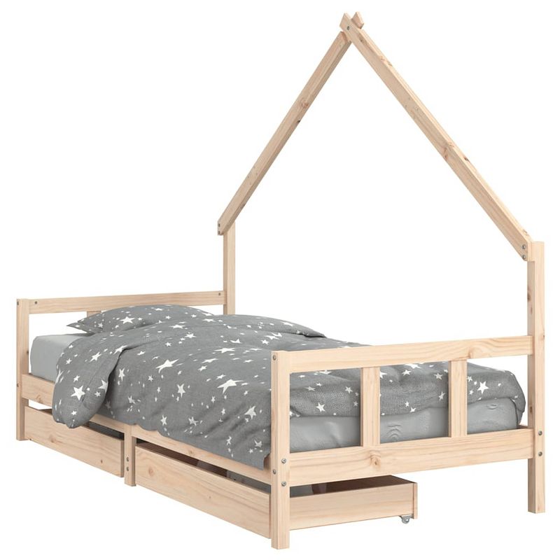 Foto van Vidaxl kinderbedframe met lades 90x190 cm massief grenenhout