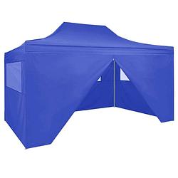 Foto van Vidaxl partytent met 4 zijwanden inklapbaar 3x4 m staal blauw