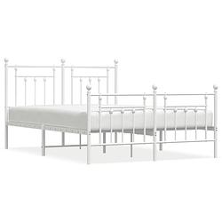 Foto van Vidaxl bedframe met hoofd- en voeteneinde metaal wit 140x190 cm