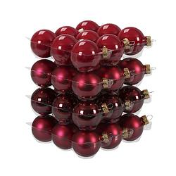 Foto van 36x stuks glazen kerstballen rood tinten 4 cm mat/glans - kerstbal