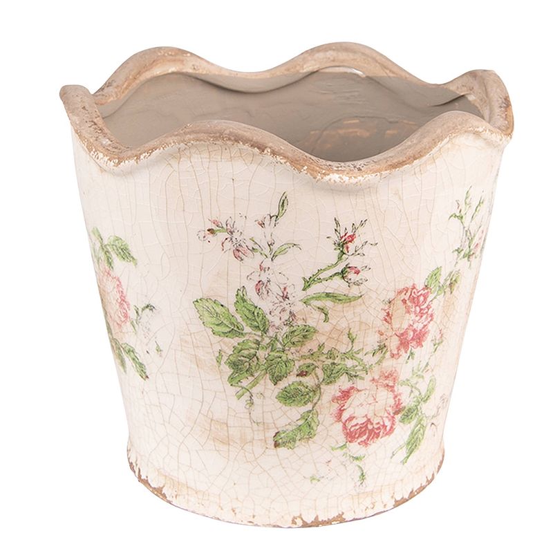 Foto van Clayre & eef bloempot ø 18x17 cm roze beige keramiek bloemen bloempot binnen plantenpot plant pot roze bloempot binnen