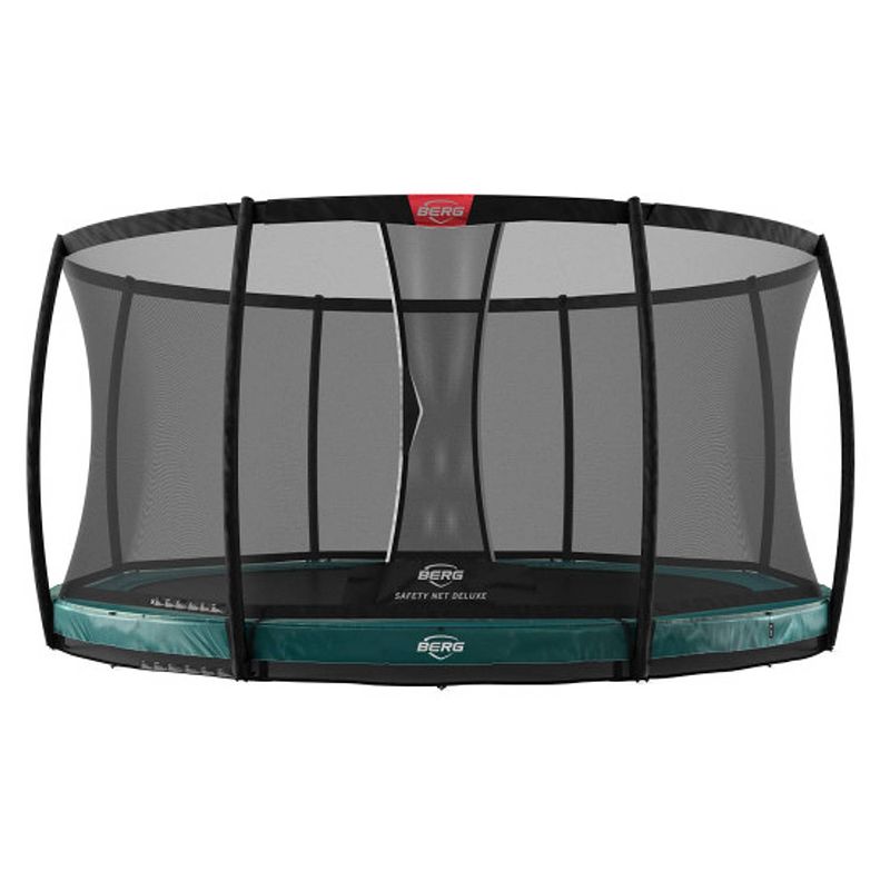 Foto van Berg trampoline elite met veiligheidsnet - safetynet deluxe - inground - 330 cm - groen