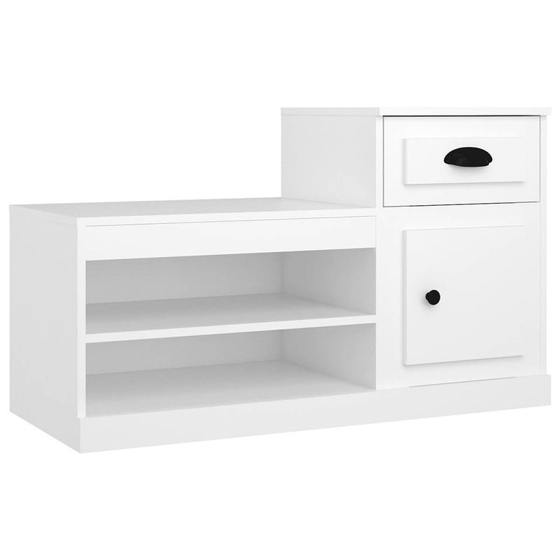 Foto van The living store schoenenkast - hout - wit - 100 x 42 x 60 cm - display functie