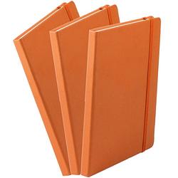 Foto van Set van 3x stuks luxe schriftjes/notitieboekjes oranje met elastiek a5 formaat - schriften