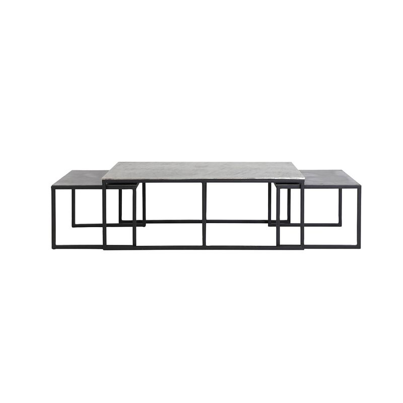 Foto van Light & living - salontafel kumalu set van 3 - 120x60x45cm - zilver