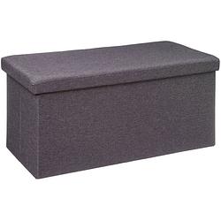 Foto van Atmosphera poef/hocker/voetenbankje - opbergbox - fluweel donkergrijs - po/mdf - 38 x 38 x 76 cm - poefs