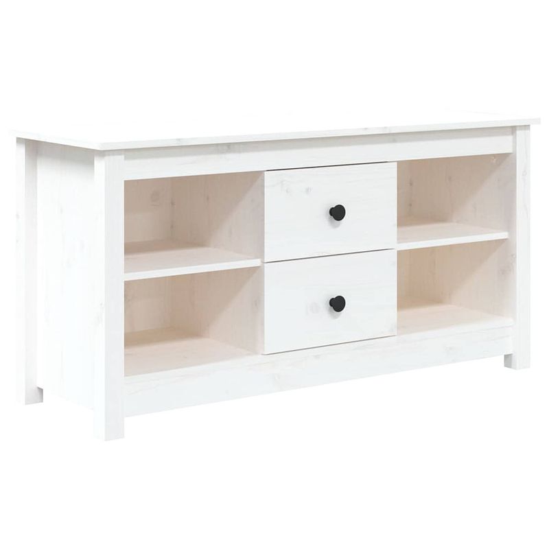 Foto van The living store tv-kast grenenhout - wit - 103 x 36.5 x 52 cm - stabiel frame en voldoende opbergruimte