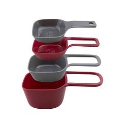 Foto van Florina multi smart maatlepel / maat cups 60, 80,125 en 250 ml rood/grijs kunststof