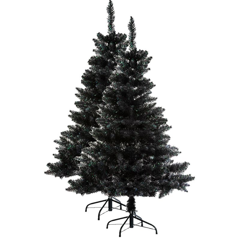 Foto van 2x stuks kunst kerstbomen/kunstbomen zwart h180 cm - kunstkerstboom