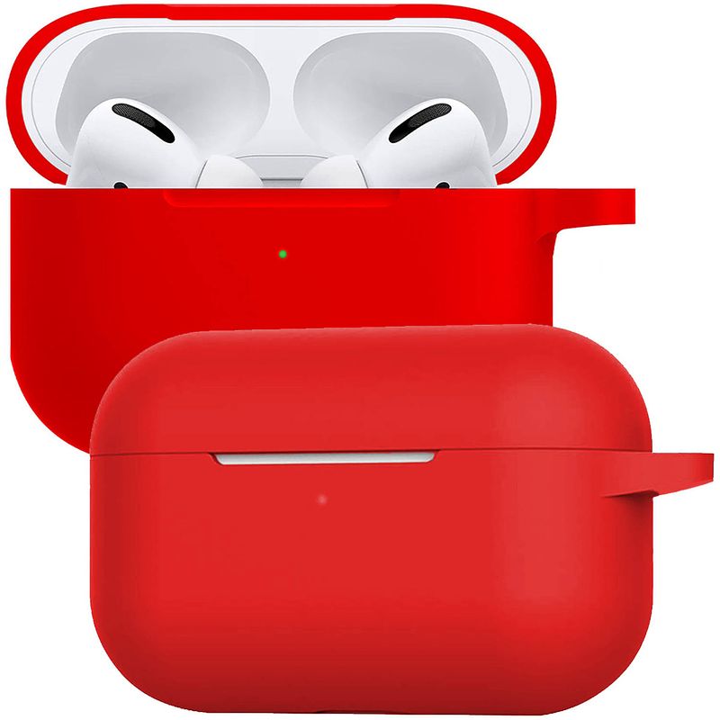 Foto van Basey siliconen hoesje geschikt voor airpods pro 2 case hoes - geschikt voor airpods pro 2 hoesje cover - rood