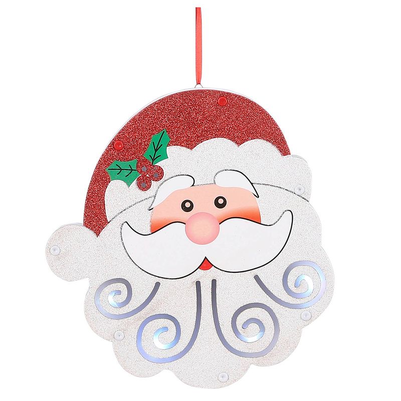 Foto van House of seasons ornament kerstman led 23 x 25 cm wit/rood