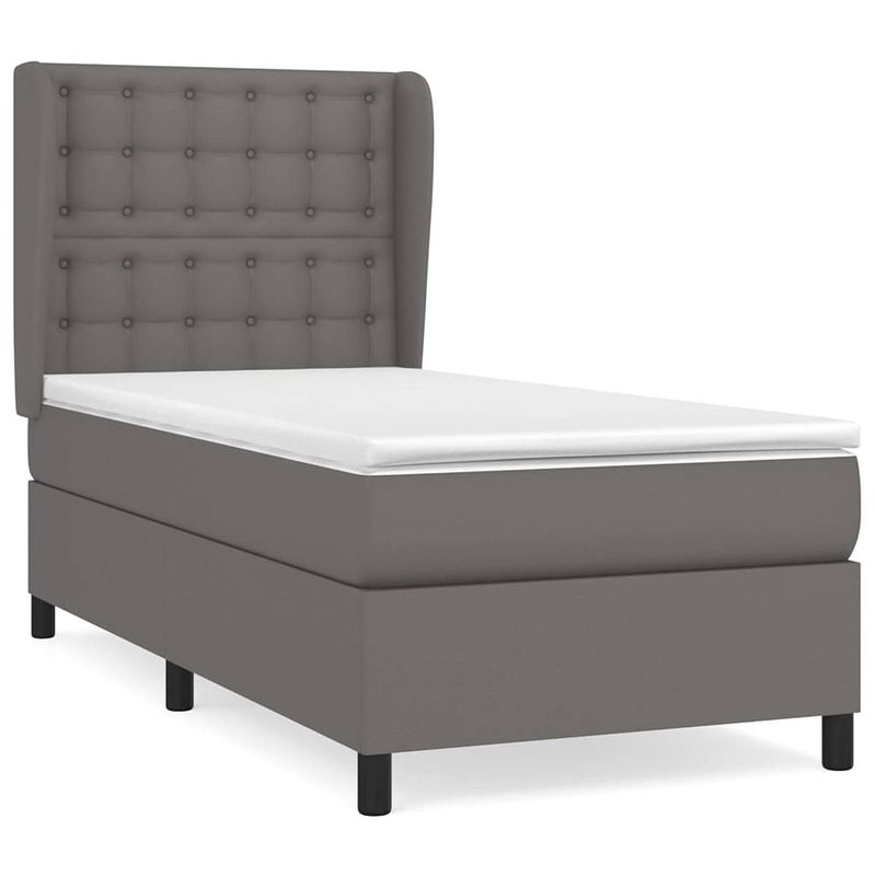 Foto van The living store boxspringbed - grijs kunstleer - pocketvering - 193x93x118/128 cm - verstelbaar hoofdbord -