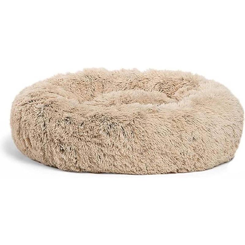 Foto van Snoozle donut hondenmand - zacht en luxe hondenkussen - wasbaar - fluffy - hondenmanden - 50cm - creme bruin