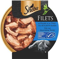 Foto van Sheba filets tonijn en kip in saus kattenvoer 60g bij jumbo