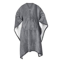 Foto van 4goodz fleece deken poncho 130x170 cm - grijs