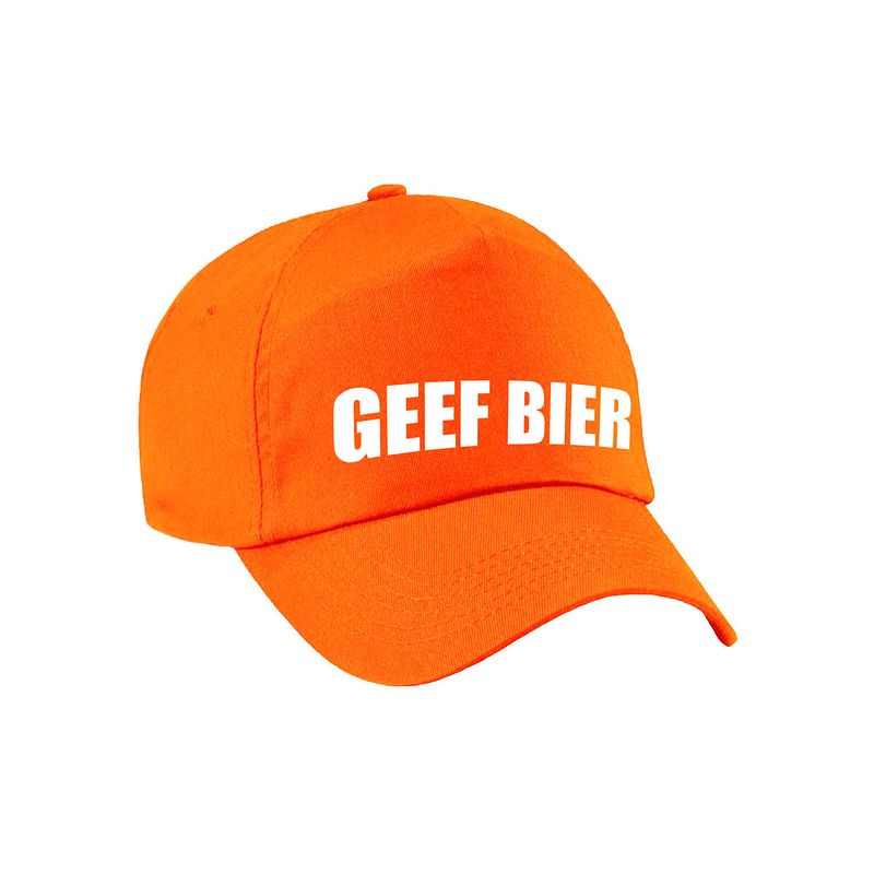 Foto van Carnaval fun pet / cap geef bier oranje voor dames en heren - verkleedhoofddeksels