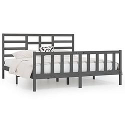 Foto van Vidaxl bedframe massief grenenhout grijs 200x200 cm