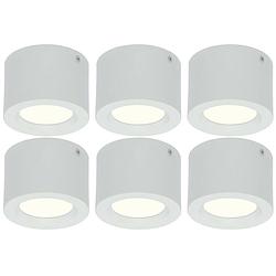 Foto van Led downlight 6 pack - opbouw rond hoog 5w - natuurlijk wit 4200k - mat wit aluminium - ø105mm