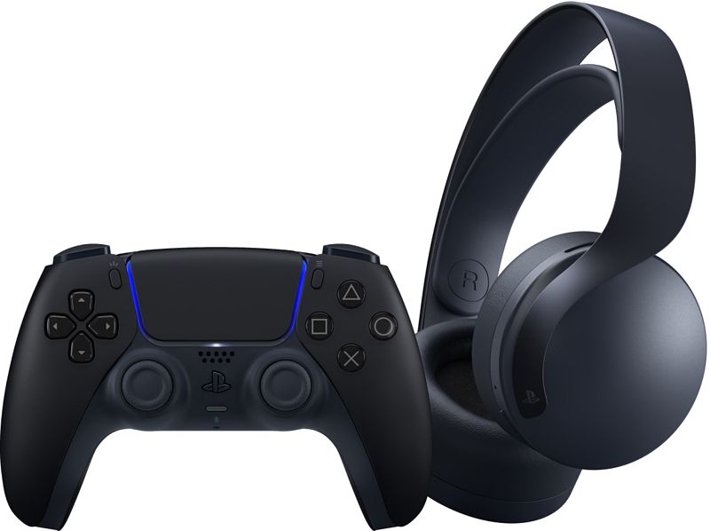 Foto van Sony playstation 5 dualsense controller midnight black + sony pulse 3d wireless headset