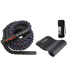 Foto van Tunturi - fitness set - battle rope 9 meter - fitnessmat 185 x 60 x 1,5 cm