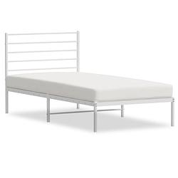 Foto van The living store bedframe klassiek wit - 196 x 95 x 90 cm - robuust staal - met opbergruimte