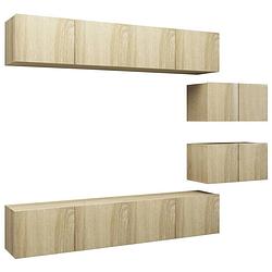 Foto van The living store televisiemeubelset - sonoma eiken - 80x30x30cm - 60x30x30cm - spaanplaat