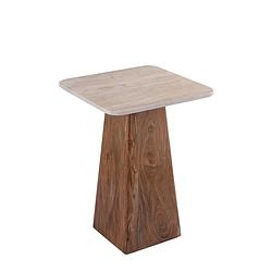 Foto van Ptmd bronson cream travertine and wood sidetable high