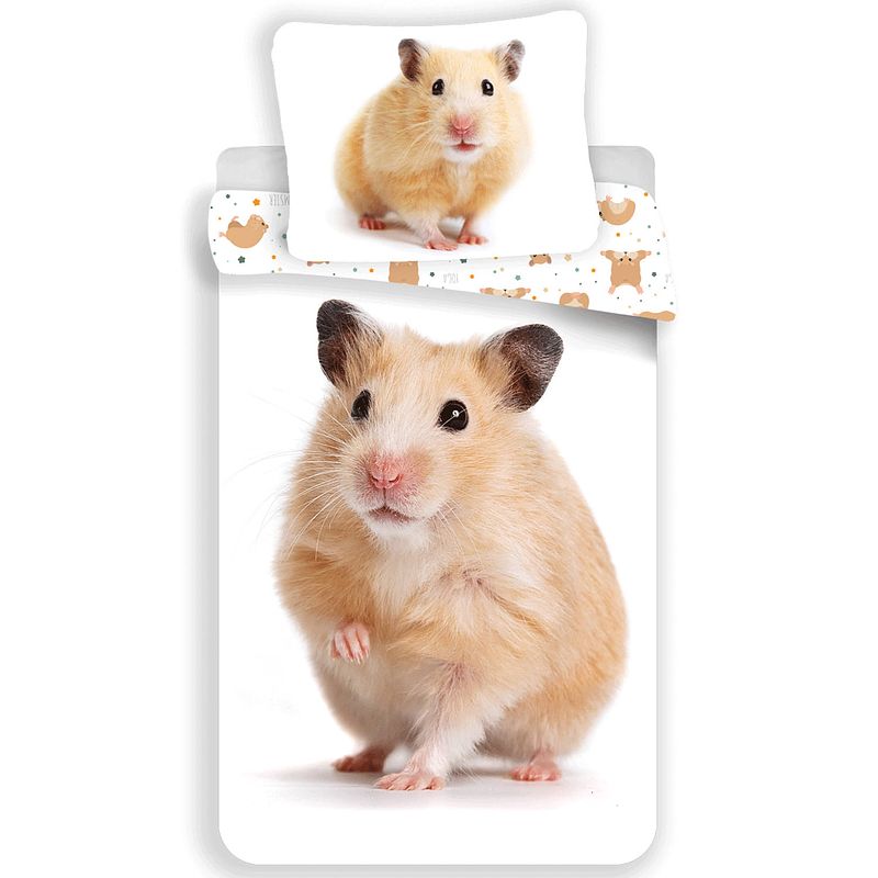 Foto van Animal pictures dekbedovertrek hamster - eenpersoons - 140 x 200 cm - wit