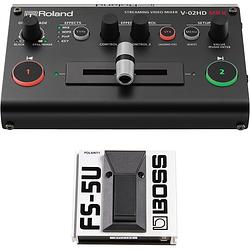 Foto van Roland v-02hd mk ii live streaming video mixer + boss fs-5u voetschakelaar