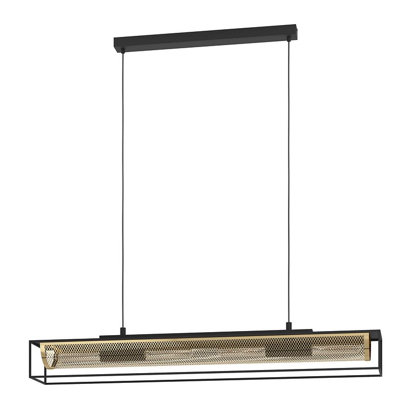 Foto van Eglo nohales hanglamp - e27 - 112 cm - zwart/goud - staal