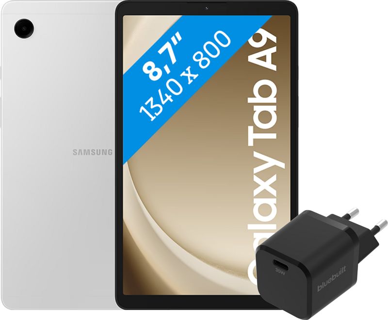 Foto van Samsung galaxy tab a9 8,7 inch 128gb wifi zilver + bluebuilt oplader