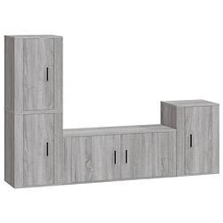 Foto van The living store televisiekastenset - tv-meubel 100x34.5x40cm - 3x tv-meubel 40x34.5x60cm - grijs sonoma eiken