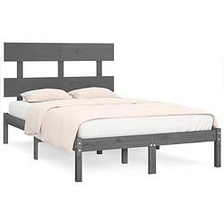 Foto van The living store bedframe massief hout grijs 160x200 cm - bed