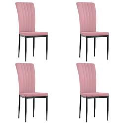 Foto van The living store eetkamerstoelen - fluweel - roze - 42 x 57.5 x 95 cm - stevig frame