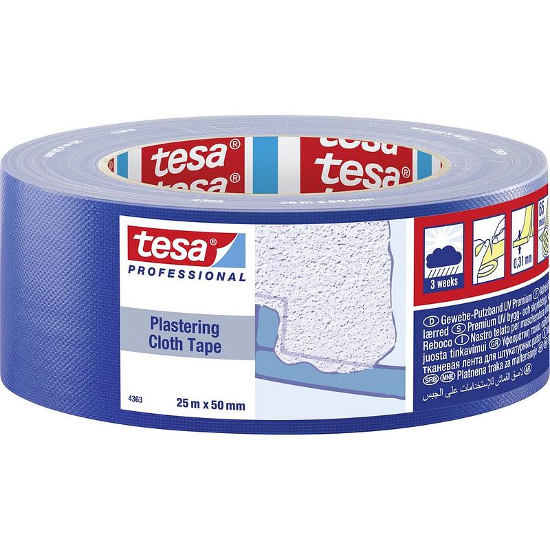 Foto van Tesa 04363-00001-02 gipstape tesa professional blauw (l x b) 25 m x 50 mm 1 stuk(s)