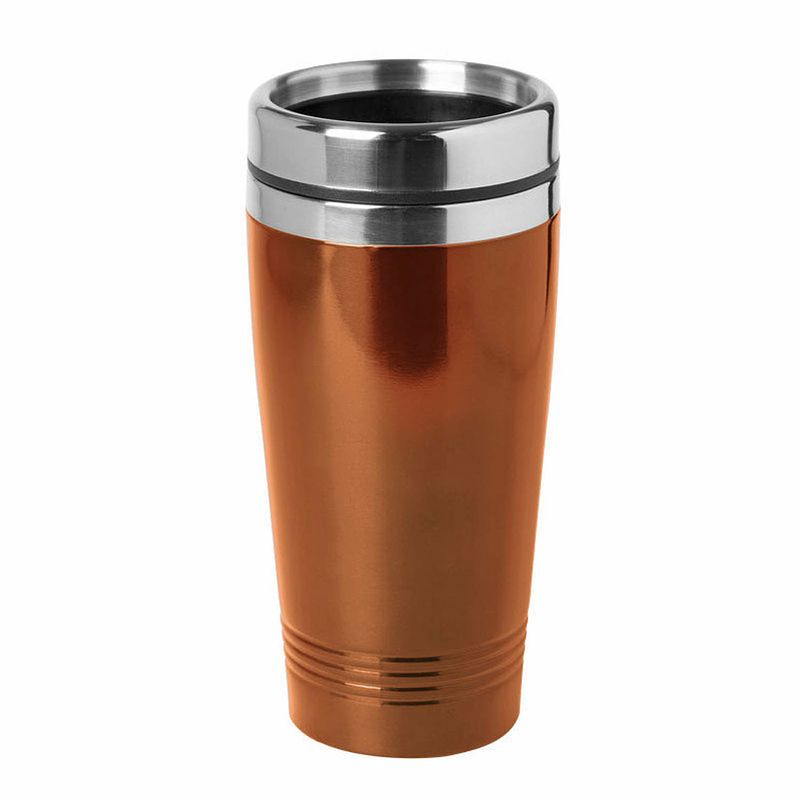 Foto van Isoleerbeker rvs metallic oranje 450 ml - thermosbeker